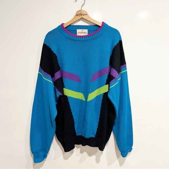 Vintage Obermeyer 90’s Wool Abstract Ski Sweater - Picture 1 of 9